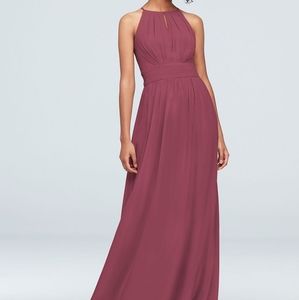 NWT High-Neck Chiffon Bridesmaid Dress with Keyhole Chianti size 0